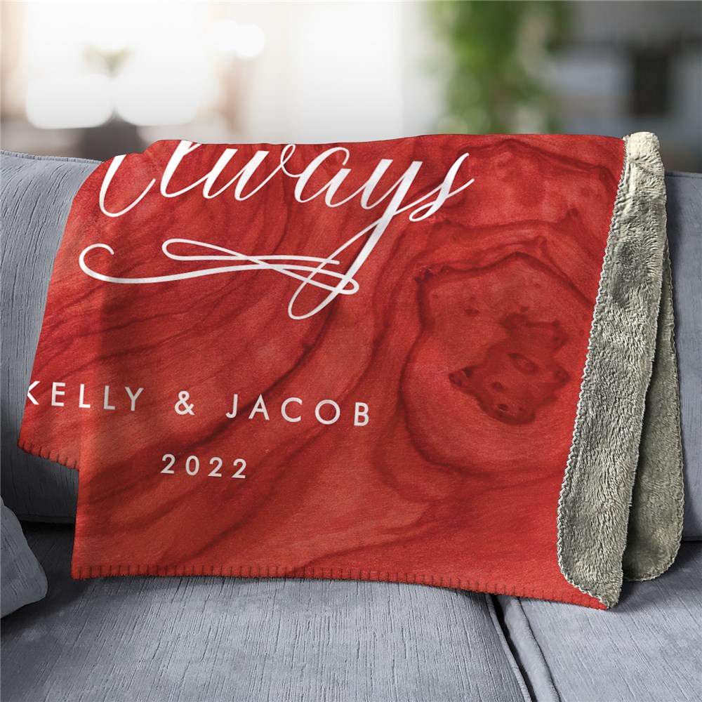 Personalized Forever My Always 50x60 Sherpa Blanket