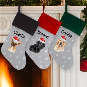 Personalized Dog Wearing Santa Hat Christmas Stocking