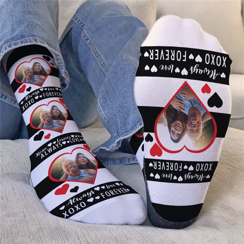 Heart Shaped Photo Word Art Valentine's Socks