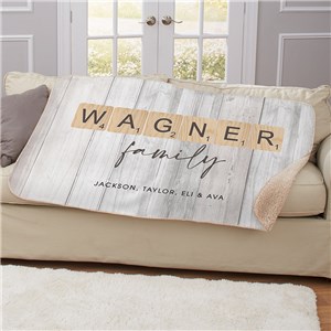Personalized Letter Tiles Sherpa Blanket