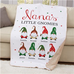 Personalized Christmas Gnome With Striped Hats Sherpa Blanket U1548587