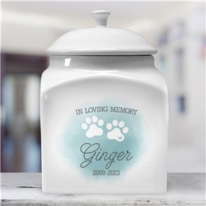 Personalized Water Color Paw Print Pet Urn
