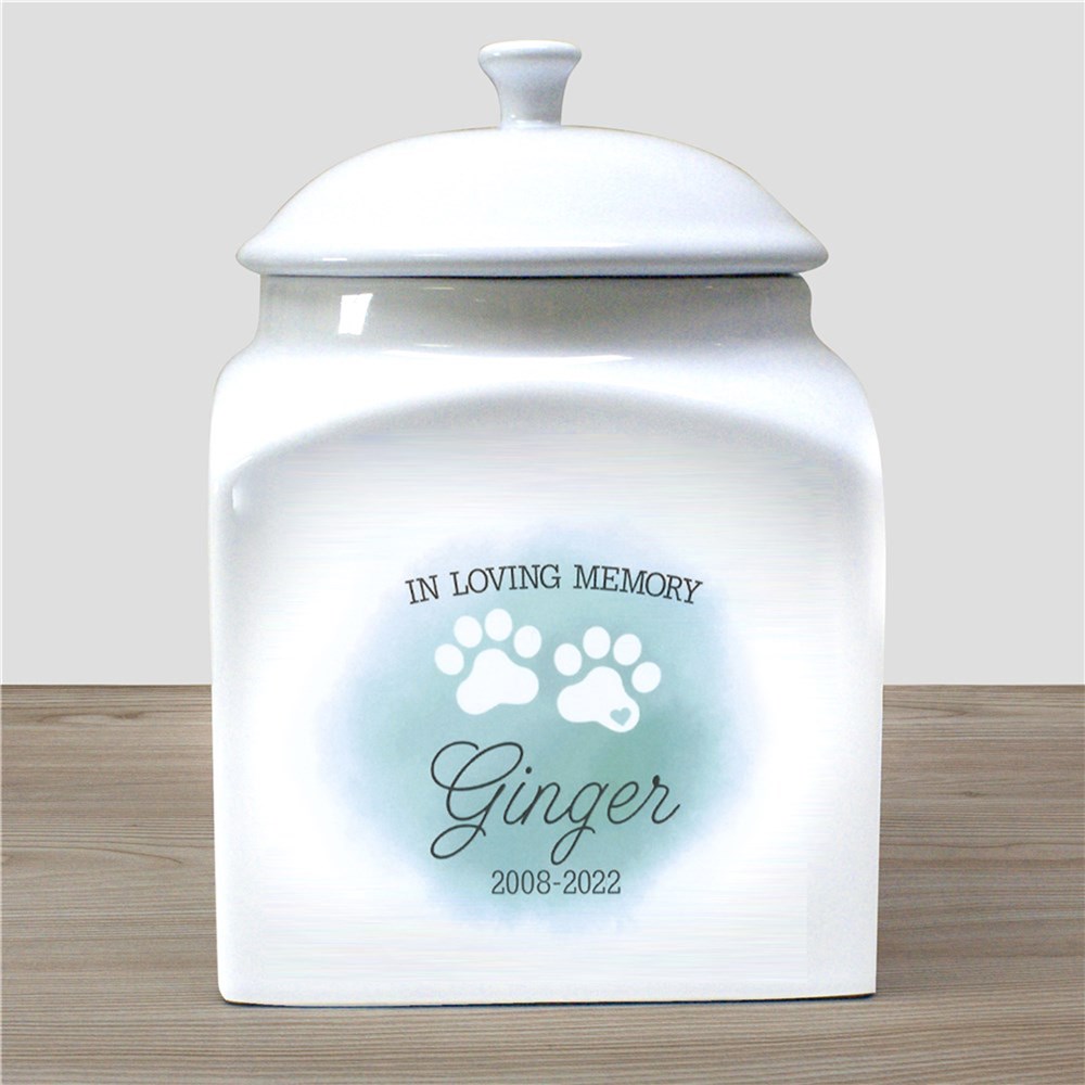 Personalized Water Color Paw Print Pet Urn