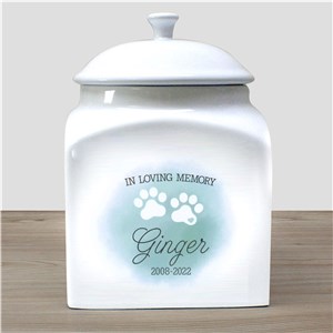 Personalized Water Color Paw Print Pet Urn