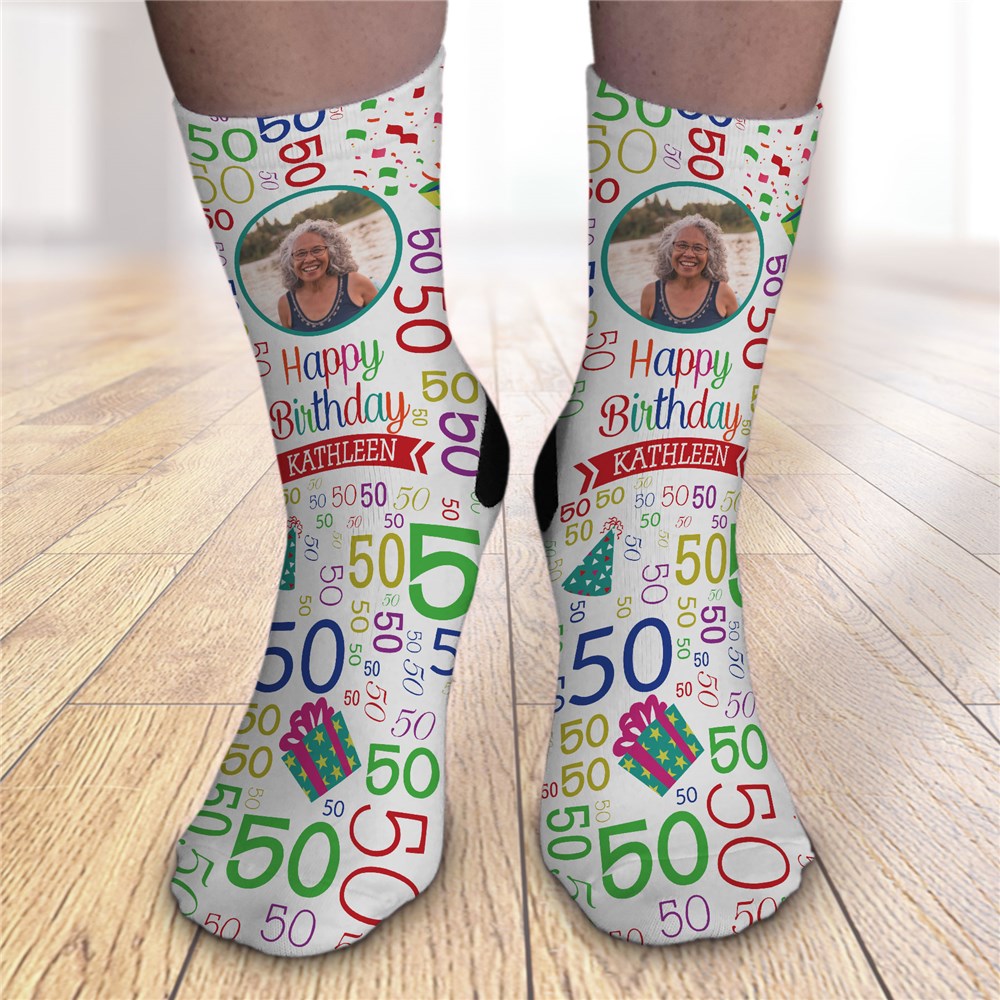Birthday Photo Socks with Age