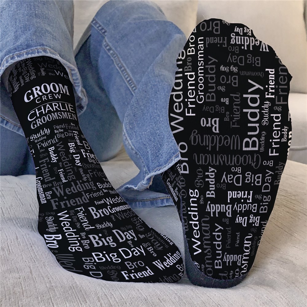 Groom Crew Word-Art Groomsmen Socks
