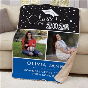 Personalized Class of 2 Photos Sherpa Throw