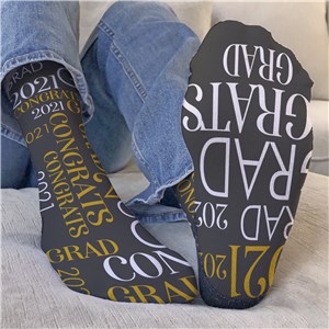 Graduation Crew Socks with Word-Art Design