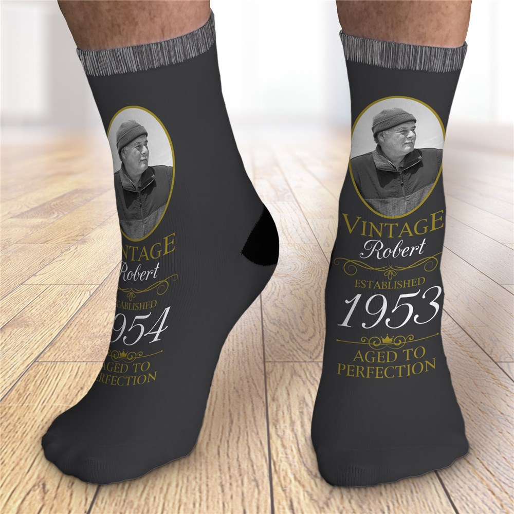 Personalized Aged to Perfection with Photo Crew Socks