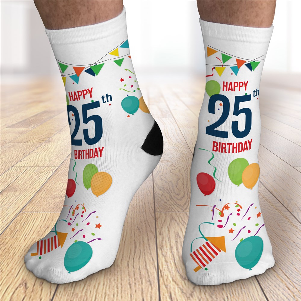 Personalized Happy Birthday Crew Socks with age