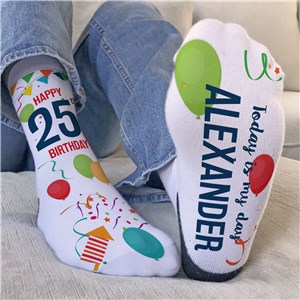 Personalized Happy Birthday Crew Socks with age