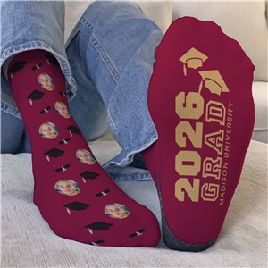 Personalized Graduation Diploma Cap and Photo Crew Socks