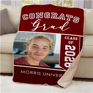 Personalized Congrats Grad Sherpa Photo Throw