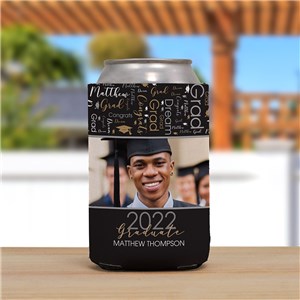 Personalized Grad Photo Word Art Can Cooler