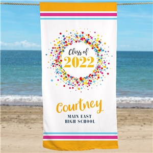 Personalized Class Of with Colorful Confetti Beach Towel