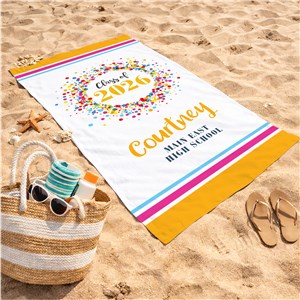 Personalized Class Of with Colorful Confetti Beach Towel
