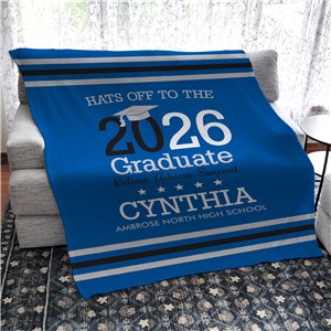 Personalized Hat's Off To The Graduate 60x80 Fleece Blanket U17585137
