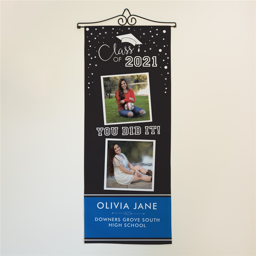 Personalized You Did It Graduation Wall Hanging with 2 Photos