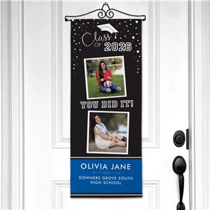Personalized Class Of with 2 Photos Wall Hanging
