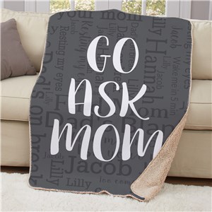 Personalized Go Ask Word Art 50x60 Sherpa Blanket