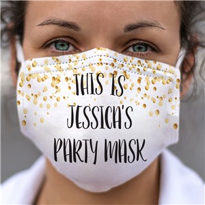 Personalized Gold Confetti Party Face Mask