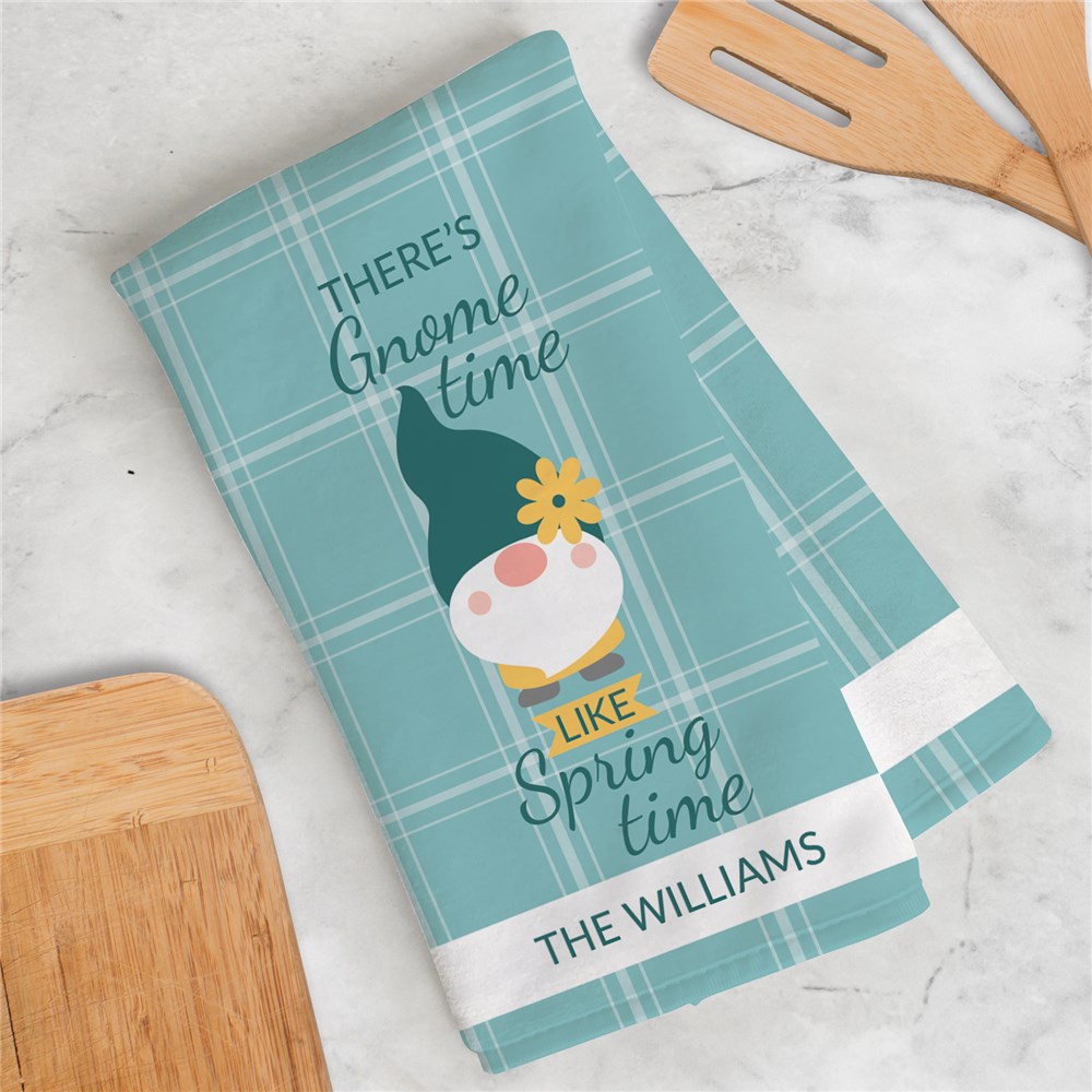 Personalized There's Gnome Time Dish Towel