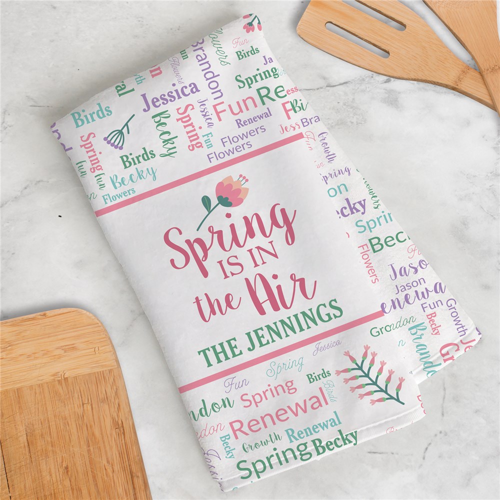 Personalized Spring is in the Air Word Art Dish Towel