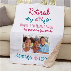 Personalized Retired Under New Management 50x60 Sherpa Blanket
