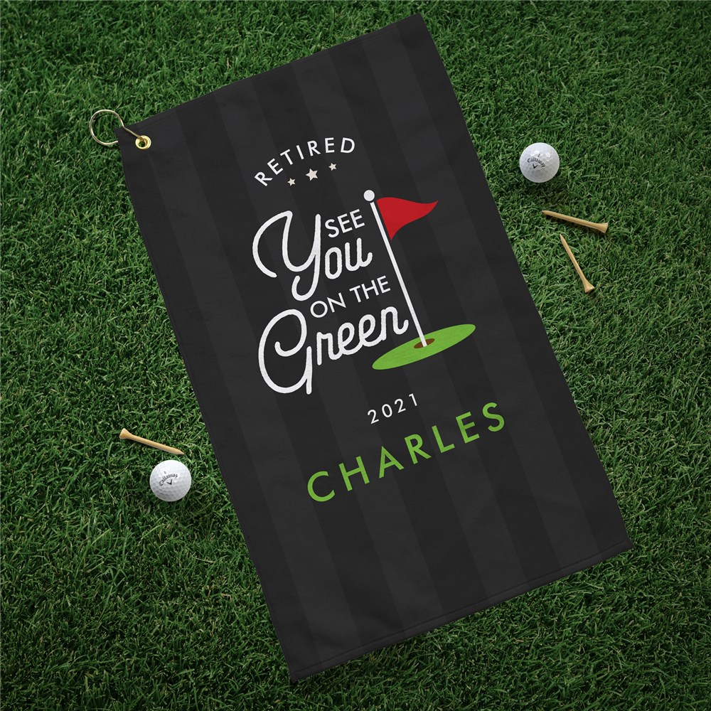 Personalized Retired See You on the Green Hand Towel