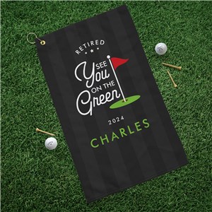 Personalized Retired See You on the Green Hand Towel