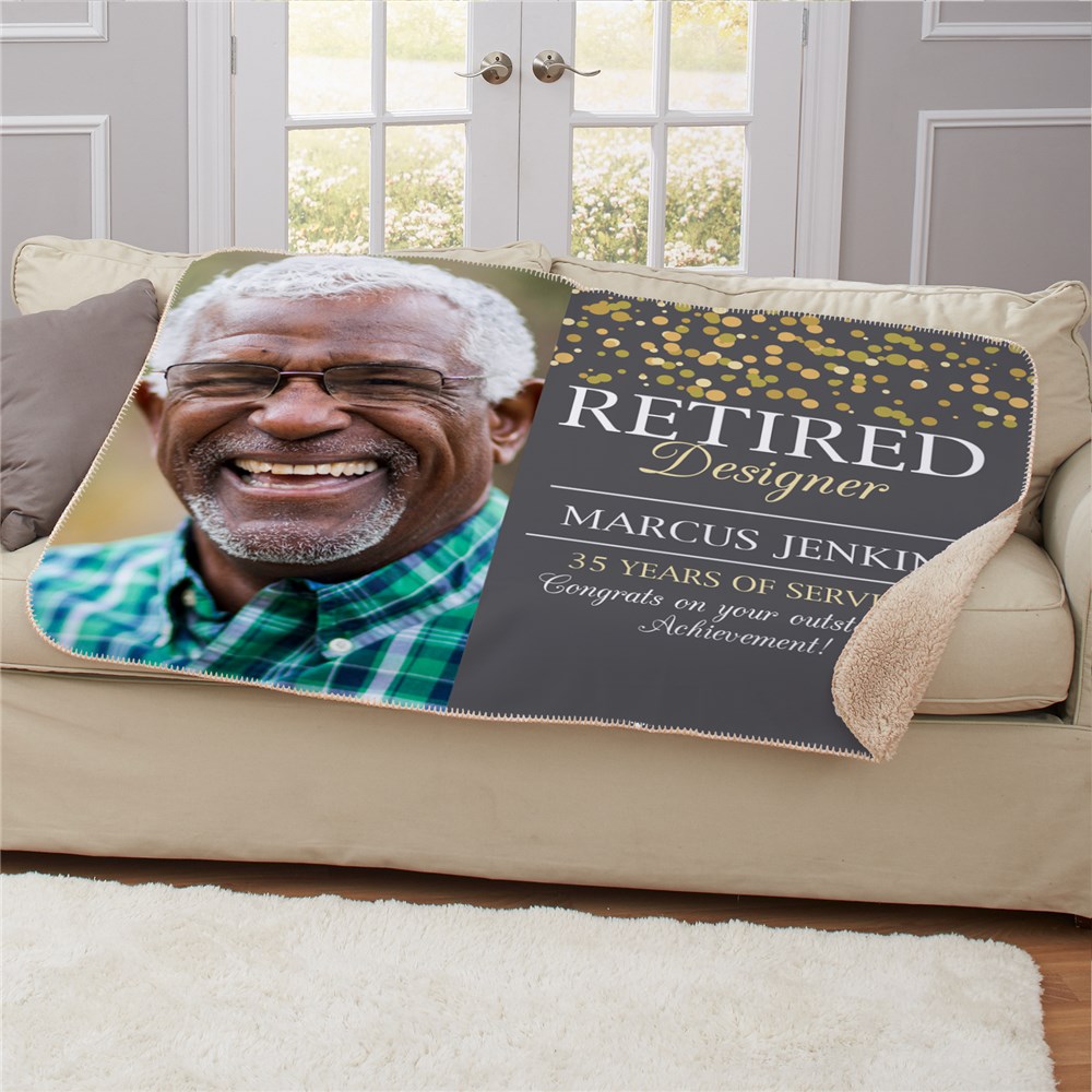 Personalized Retired with Career 50x60 Sherpa Blanket