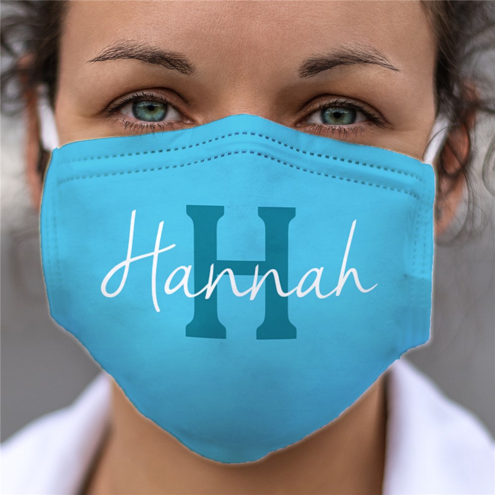 Personalized Name and Initial Script Face Mask