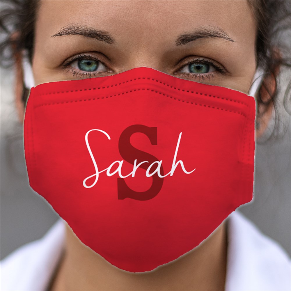 Personalized Name and Initial Script Face Mask
