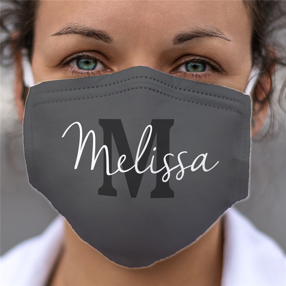 Personalized Name and Initial Script Face Mask