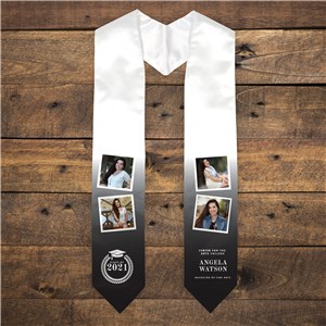 Personalized Photos with Hat and Wreath Graduation Stole U17950151