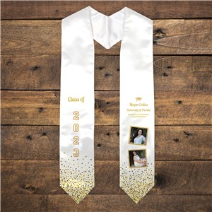 Personalized Gold Confetti and Photos Graduation Stole
