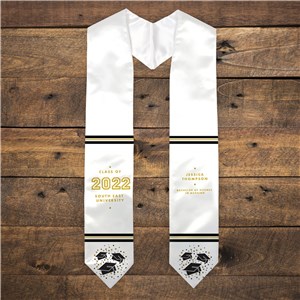 Personalized Flying Grad Caps Graduation Stole