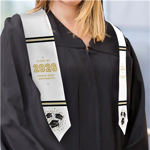 Personalized Flying Grad Caps Graduation Stole