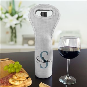 Personalized Linen Texture Wine Gift Bag