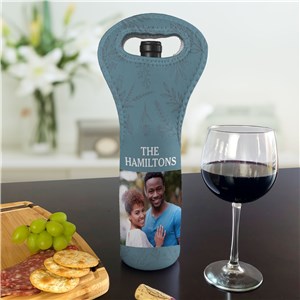 Personalized Photo and Leaves Wine Gift Bag