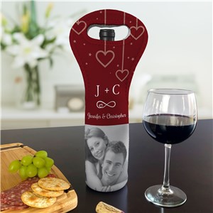 Personalized Hearts Couple's Photo Wine Gift Bag