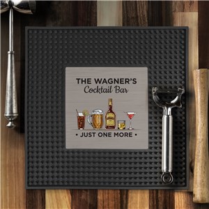 Personalized Cocktail Bar with Drinks Square Bar Mat  U18003132SQ