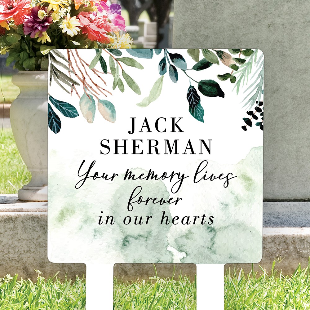 Personalized Floral Memorial Square Yard Sign
