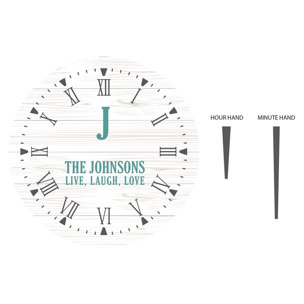 Personalized Farmhouse Wall Clock with Roman Numerals