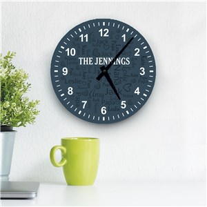 Personalized Family Name Word-Art Wall Clock