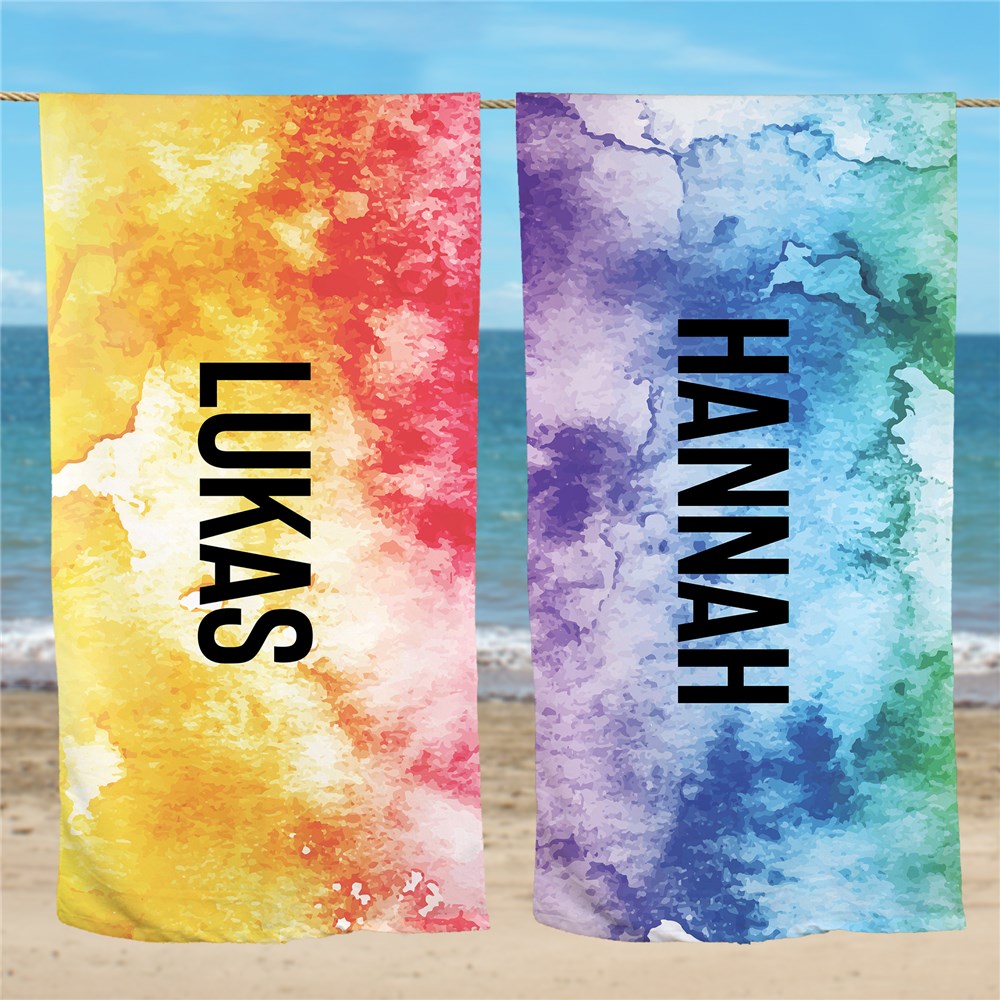Personalized Tie Dye Beach Towel with Name