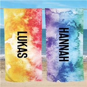 Personalized Tie Dye Beach Towel with Name