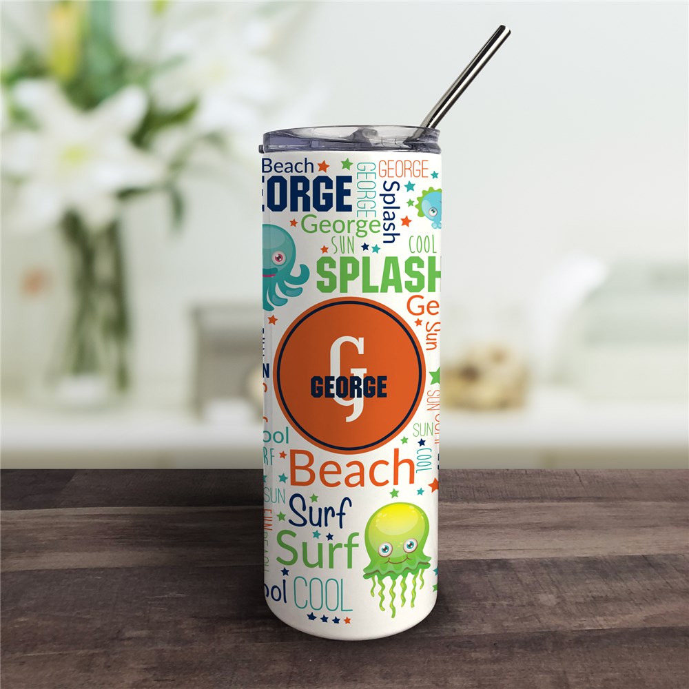Personalized Sea Creature Word Art Tumbler with Straw U18143143