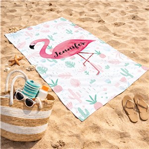 Personalized Flamingo Beach Towel