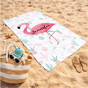 Personalized Flamingo Beach Towel
